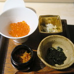 日本料理 みや  - 29年1月　御飯のお供　ジャコ、唐墨、海苔、いくら