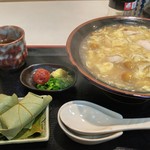 びっくりうどん 三好野 - まほろば定食　きのこ餡かけうどん+柿の葉すし２個付