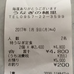 うなぎの緒里 - 2017年1月初旬 ご馳走様でした。