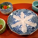 鮨 たなべ - 梅わさび、アナゴ刺、アナゴの皮ポン酢