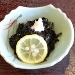 Kushi Yaki Gombee - 生海苔スダチポン酢、柚子と山わさび添え。１２月～３月。