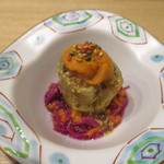 小料理 すず乃 - 焼き秋茄子と雲丹の粒マスタードソース