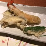 松魚亭 - カニの天ぷら、ほか