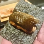 鮨処 多田 - 握り　焼穴子　海苔で巻いて食べます