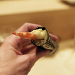 東麻布 天本 - 自家製エビマヨを使った車海老の巻物