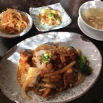 中国名菜 露天 - 日替わりランチセット @1,080円 の「鶏と野菜の黒豆の炒め」