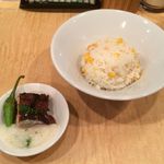 Japanese Soba Noodles 蔦 - 小麦ヌーヴォー2015の「トウモロコシの炊き込みご飯、シャモロックもも肉の山椒焼き」