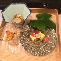 お料理 七草 - 松茸菊花和え、もろこし湯葉、アピオスのウニ和え