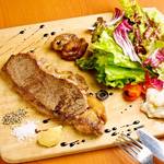 Aged beef loin Steak set (comes with salad, soup, rice, and drink)