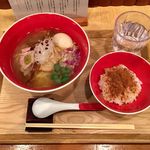 Japanese Soba Noodles 蔦 - 「塩Soba」1000円＋「味玉（青森シャモロック）」200円＋「からすみ茶漬け」350円