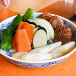 おかげ横丁 豚捨 - あみ焼きの野菜