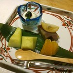 玉之湯 - 水菓子、栗蒸し羊羹、林檎ヨーグルト掛けなど