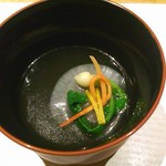 玉之湯 - 黒胡麻豆腐(隠れて見えない)、薄氷大根など
