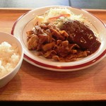 有明食堂 ビアホフ - 生姜焼き＆バーグ定食