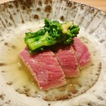 和牛ローストビーフ 下仁田葱 菜花 振り柚子