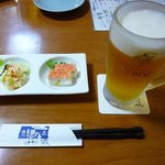 Toyokichi - お通しと生ビール