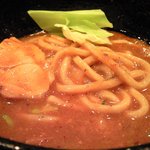 つけ麺 五ノ神製作所 - 海老味噌つけ麺(270g) 850円 のつけ汁の中のつけ麺