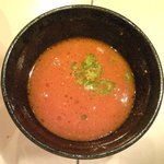 つけ麺 五ノ神製作所 - 海老トマトつけ麺(270g) 850円 のスープ割