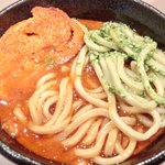 つけ麺 五ノ神製作所 - 海老トマトつけ麺(270g) 850円 のつけ汁の中のつけ麺