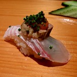 天寿し - ヒラメ　肝のせ