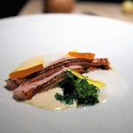 エクアトゥール - 金目鯛のミキュイ　ボラ白子のスモークソース　唐墨添え