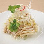 Steamed chicken with onion ginger sauce