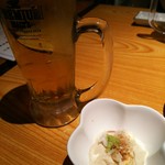 宝山 いわし料理 大松 - 生ビールとお通しの湯葉