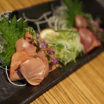 白肝と心臓の刺身