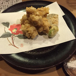 旬味 泰平 - 白子天婦羅 勝山の地酒、一本義に合います♡