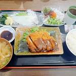ザめしや - 料理写真:厚切り味噌カツ   ￥378、やりいか刺身   ￥324、釜揚げしらすの大根サラダ   ￥195、具だくさん豚汁 ミニ   ￥162、ごはん   中   ￥162