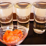よねさん - 花陽浴飲み比べ3種とつまみの塩辛