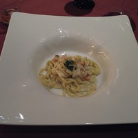 グランマーレ - 料理長こだわりの生パスタでモチモチの食感を！細かく刻んだシーフードを2主ソースチョイスで バジルのジェノバクリーム(2016/12)