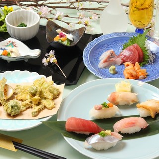 【旬の海の幸を厳選】自慢のお鮨と天麩羅が楽しめる会席プラン