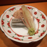 鮨富 - （2016年3月）サヨリの酢〆とたらこの煮付け