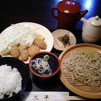 三平 - ランチ：カキフライ、蕎麦（小）