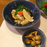 和食処やまと - 新鮮な牡蠣とくわえ（くわえは美味しかったですね）