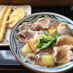 Marugame Seimen - 鴨ねぎうどん（並）+さつまいも天+ちくわ天830円