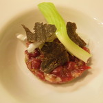 ポエシア - 大阪のツムラの河内鴨のタルタル 椎茸ペースト添え