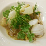 ポエシア - 満点☆青空レストランに登場した牟岐産のアオリイカと3時間ローストした聖護院蕪のタリオリーニ カラスミ添え