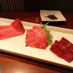 生粋 - 焼き物（タン昆布、肩ロース、ハツ）