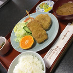 津ミートカシワギ - 串カツコロッケ定食(６５０円）
