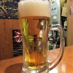 浜焼太郎 - 生ビール 中 490円（税別）。