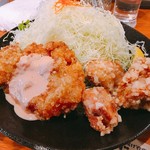 Karaage Shokudou Goichi - はーふ&はーふ定食、チキン南蛮と塩唐揚げです。（2017.1 byジプシーくん）