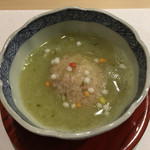 旬菜 おぐら家 - お通し： 大山鶏のすり流し