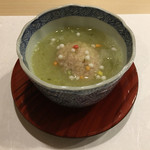 旬菜 おぐら家 - お通し： 大山鶏のすり流し