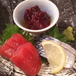 魚ちょ - 刺身３点盛り(鮪、〆鯖、ナガス鯨)