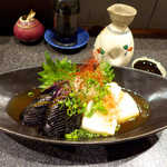 あや菜 - 茄子とおもちの揚げ出し（￥880）。お餅を食べればまだまだ、正月気分♪