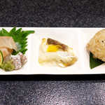 あや菜 - スペシャル感謝祭で「めで鯛3品」。すだち香るお造り、鯛の柚子風味漬、鯛めしプチおにぎり