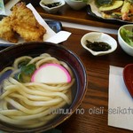 むらかみうどん - とり天御膳、この日はバッテラがきれてイカ天丼で♪