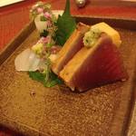 蓬左茶寮 - 造り～鰹のたたき、真鯛
